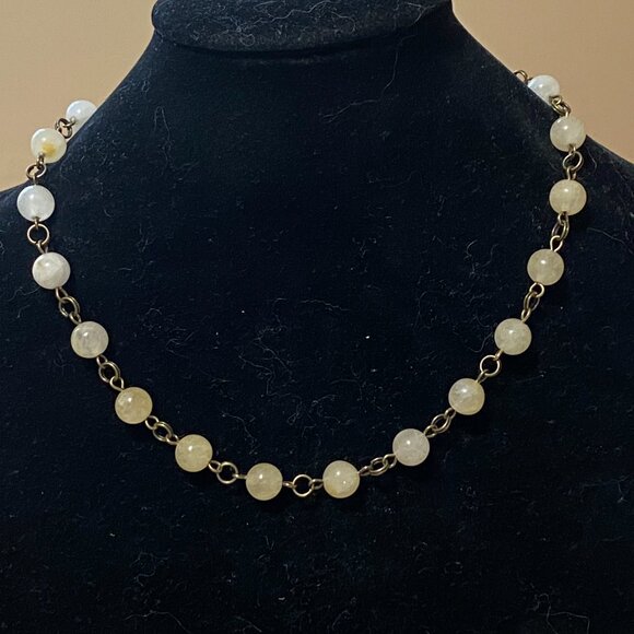 Natural Yellow Aventurine Stackable Necklace, Genuine Gemstone + Bronze Chain - Picture 2 of 9